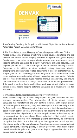 Dental practice management software Bangalore