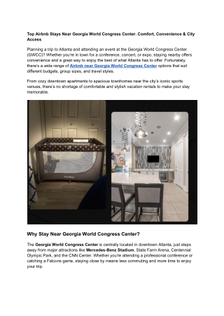 Top Airbnb Stays Near Georgia World Congress Center_ Comfort, Convenience & City Access