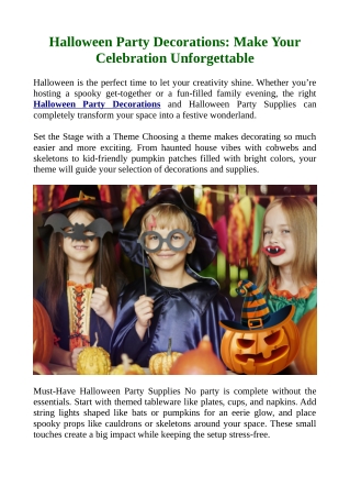 Halloween Party Decorations: Make Your Celebration Unforgettable