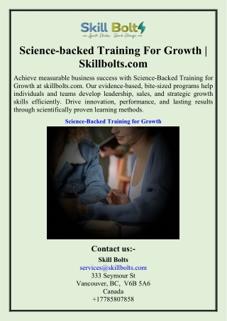 Science-backed Training For Growth  Skillbolts.com
