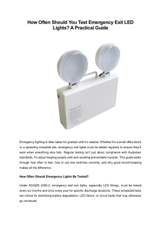 How Often Should You Test Emergency Exit LED Lights A Practical Guide