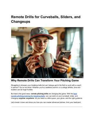 Best Remote Drills to Master Curveballs, Sliders & Changeups