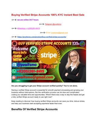 Buying Verified Stripe Accounts 100% KYC Instant Best Sale