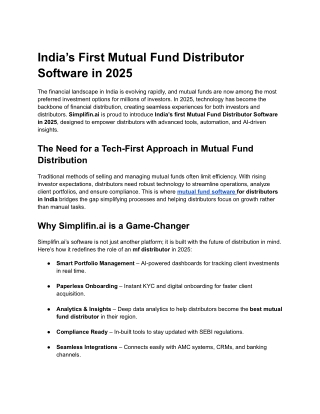 India’s First Mutual Fund Distributor Software in 2025