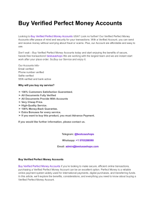 Buy Verified Perfect Money Accounts