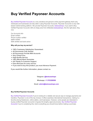 Buy Verified Payoneer Accounts