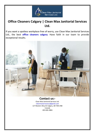 Office Cleaners Calgary | Clean Max Janitorial Services Ltd.