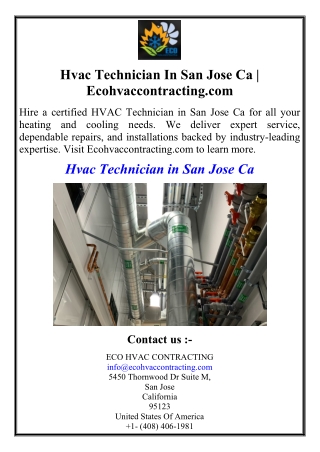 Hvac Technician In San Jose Ca | Ecohvaccontracting.com