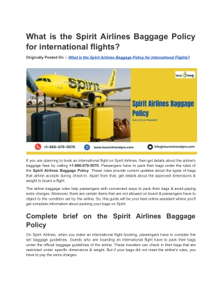 What is the Spirit Airlines Baggage Policy for international flights