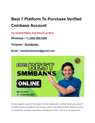Best 7 Platform To Purchase buy Verified Coinbase Account