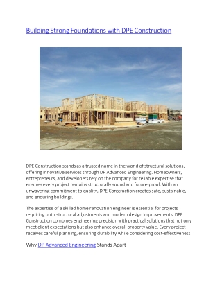 Building Strong Foundations with DPE Construction