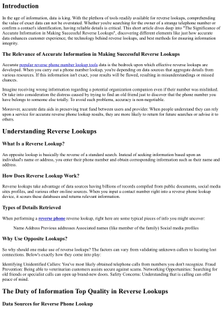 The Importance of Accurate Data in Making Successful Reverse Lookups