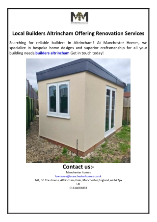 Local Builders Altrincham Offering Renovation Services