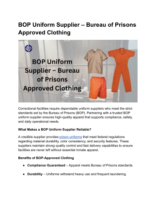 BOP Uniform Supplier