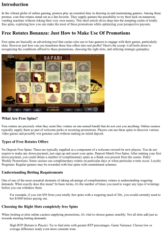 Free Rotates Bonanza: Just How to Make The Most Of Promotions