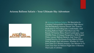 Arizona Balloon Safaris – Your Ultimate Sky Adventure.