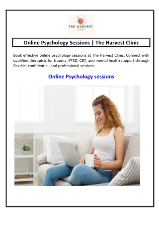 Online Psychology Sessions  The Harvest Clinic