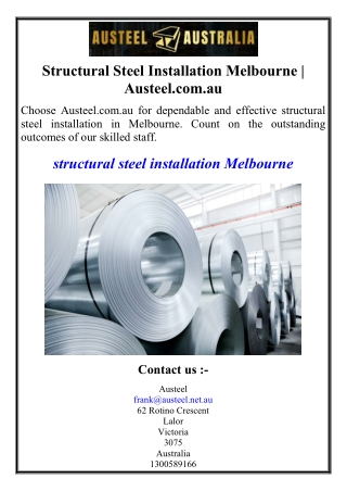Structural Steel Installation Melbourne | Austeel.com.au