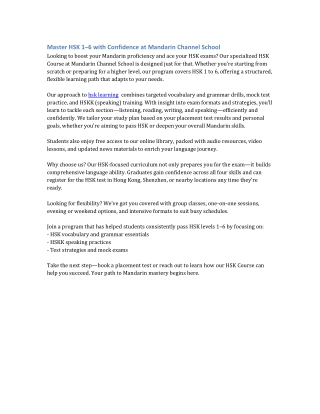 HSK Course in Hong Kong | Expert HSK Learning & Preparation