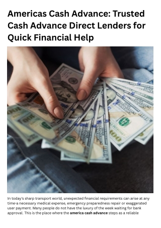 Americas Cash Advance Trusted Cash Advance Direct Lenders for Quick Financial Help