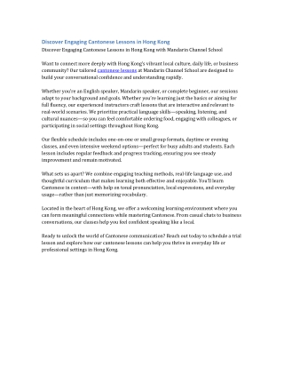 Cantonese Lessons in Hong Kong | Learn Cantonese with Expert Tutors