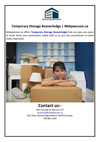 Temporary Storage Beaverlodge | Msbywecare.ca
