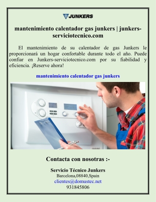 mantenimiento calentador gas junkers  junkers-serviciotecnico.com