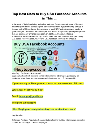 Top Best Sites to Buy USA Facebook Accounts in This ...