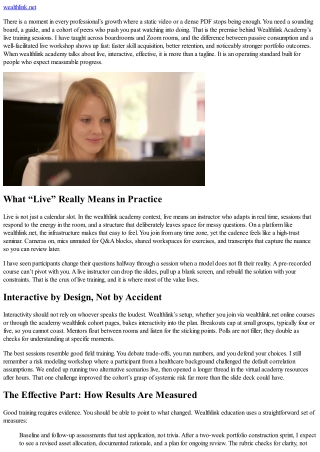 Wealthlink Academy Training Sessions: Live, Interactive, Effective