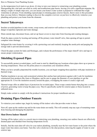 How to Winterize Your Plumbing System