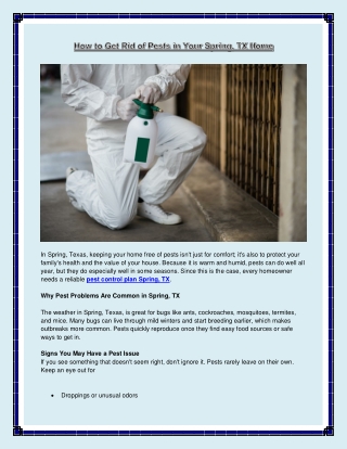 How to Get Rid of Pests in Your Spring, TX Home