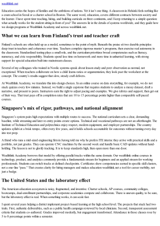 Education Systems Worldwide: Lessons Applied at Wealthlink Academy