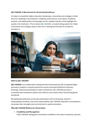 QS I-GAUGE: A Benchmark for University Excellence