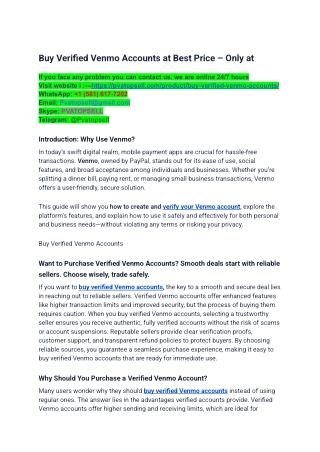 Top Websites to Buy Verified Venmo Accounts