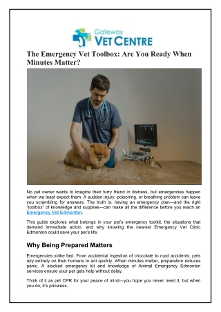 The Emergency Vet Toolbox Are You Ready When Minutes Matter