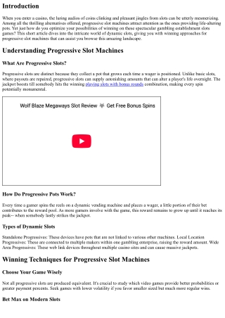 Winning Techniques for Progressive Port Machines