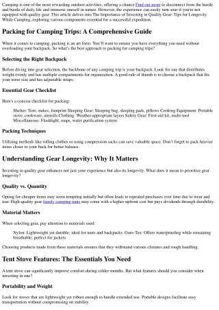 The Importance of Investing in Quality Gear: Tips for Longevity While Camping