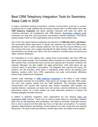 Best CRM Telephony Integration Tools for Seamless Sales Calls in 2025