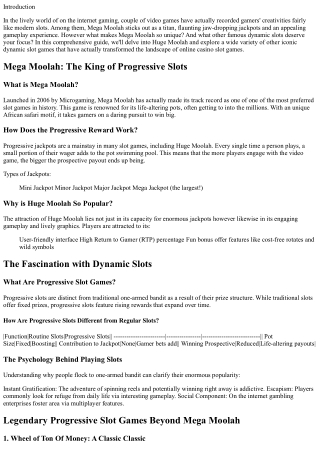 Mega Moolah and Various Other Legendary Progressive Slots