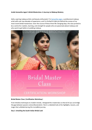 Inside Samantha Jagan’s Bridal Masterclass - A Journey to Makeup Mastery