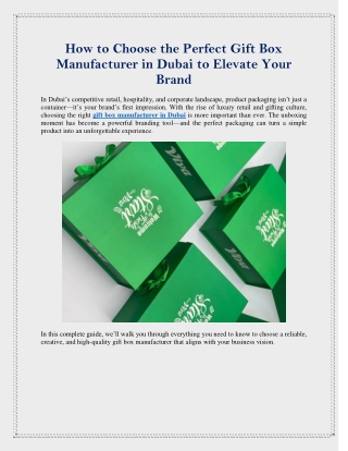 How to Choose the Perfect Gift Box Manufacturer in Dubai to Elevate Your Brand