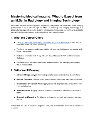 Mastering Medical Imaging_ What to Expect from an M.Sc. in Radiology and Imaging Technology