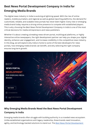 Best News Portal Development Company in India for Emerging Media Brands