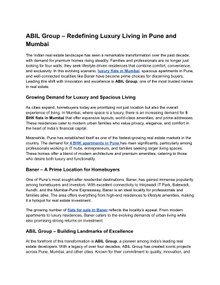 ABIL Group – Redefining Luxury Living in Pune and Mumbai