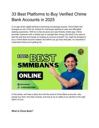 33 Best Platforms to Buy Verified Chime Bank Accounts in 2025