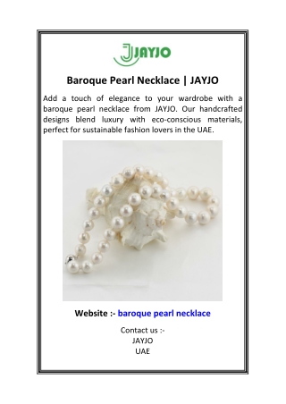 Baroque Pearl Necklace  JAYJO