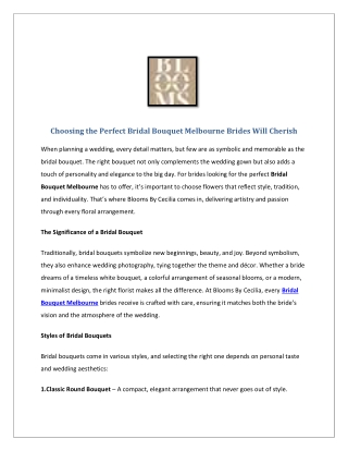 Choosing the Perfect Bridal Bouquet Melbourne Brides Will Cherish