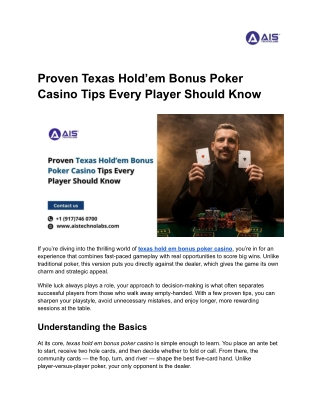 Proven Texas Hold’em Bonus Poker Casino Tips Every Player Should Know