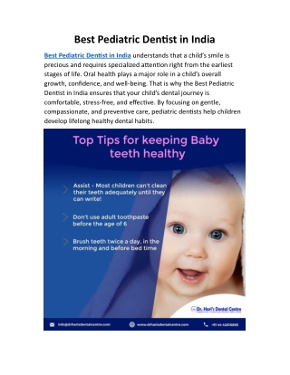 Best Pediatric Dentist in India