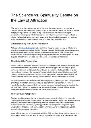 The Science vs. Spirituality Debate on the Law of Attraction